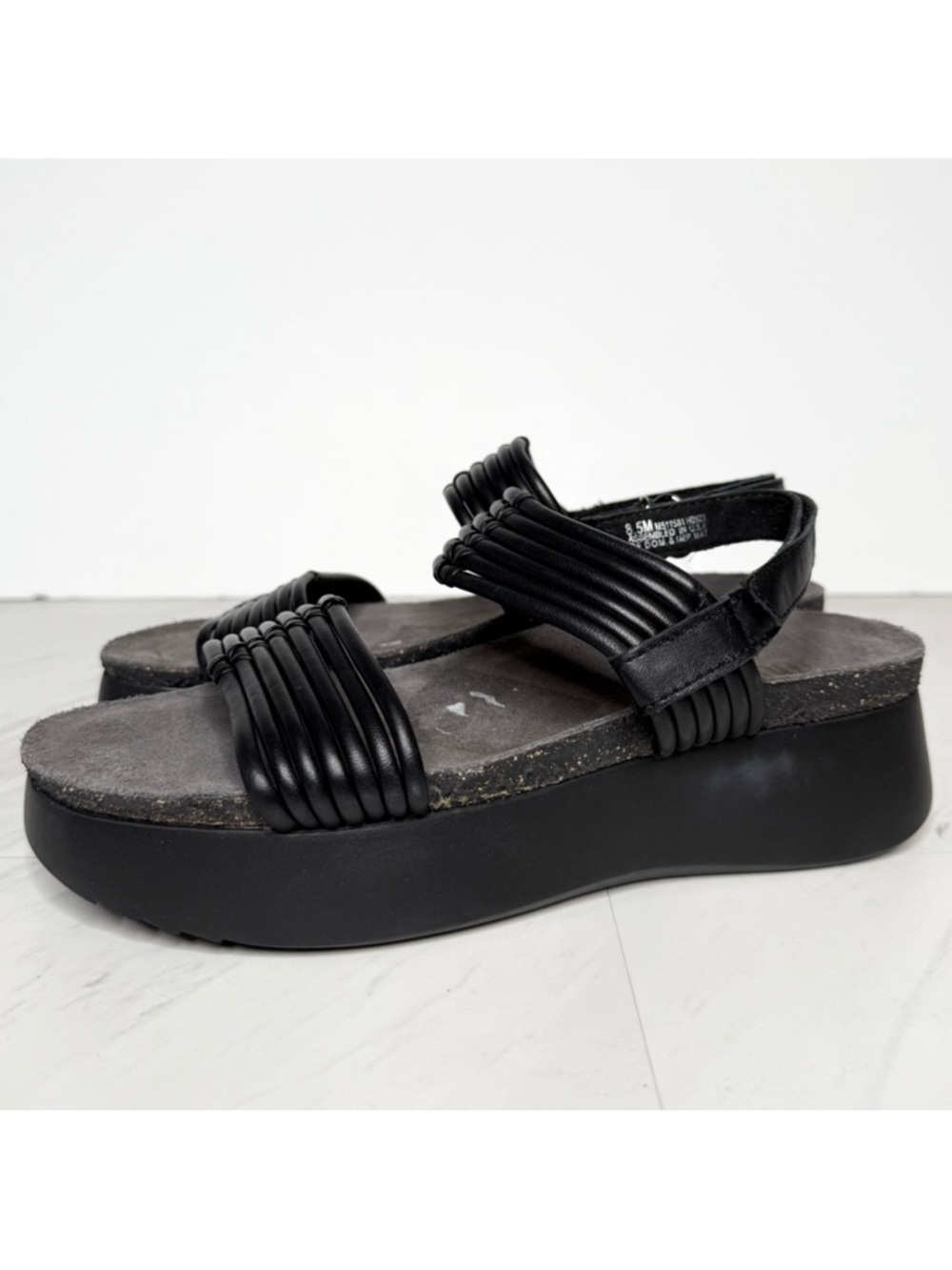 Munro Alessia Black Platform Slingback Sandal 8 1/2 M